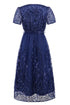 sequin-leaf-embroidery-tie-front-short-sleeve-dress Sophia's Trends - Sophia's Style-Deep Red-S